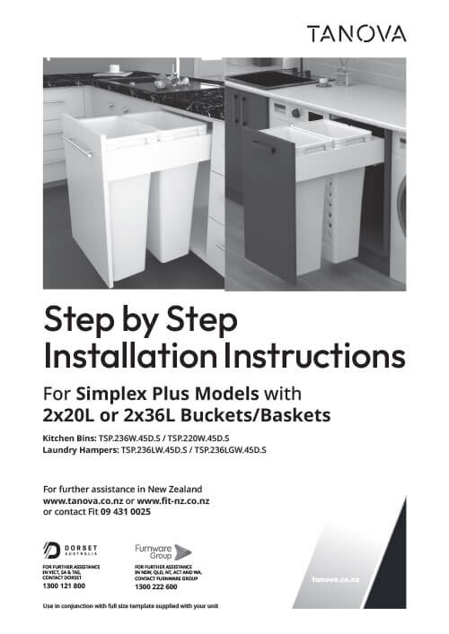 Tanova Simplex Plus with 2x20L or 2x36L Buckets or Baskets Installation Instructions 2026